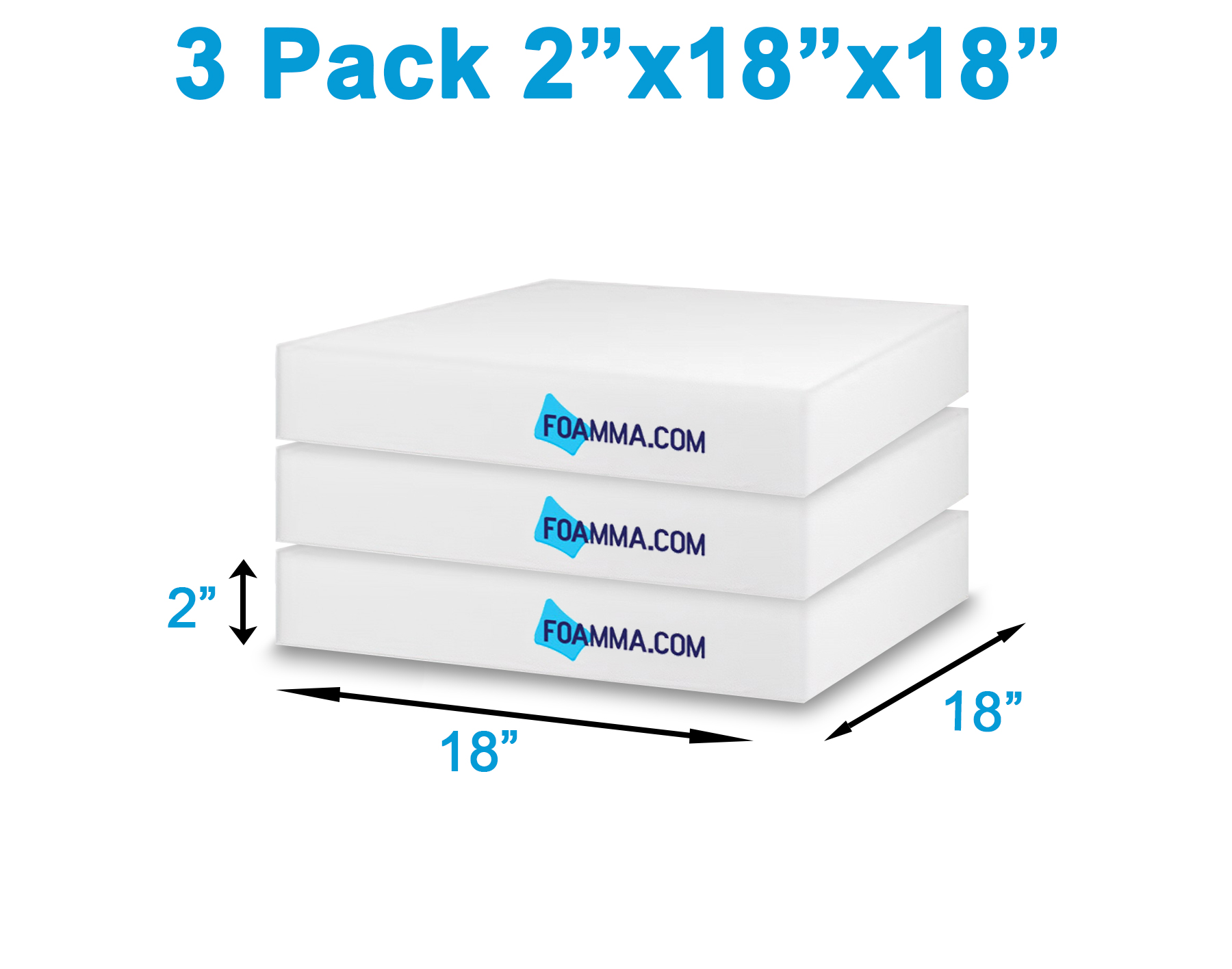 FOAMMA (6-Pack) 2 x 16 x 16 HD Upholstery Foam High